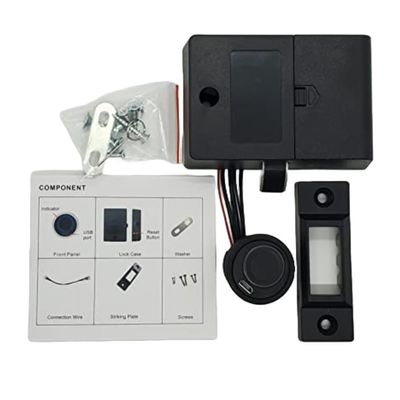 Lock Connection Fingerprint - Black Bezel Biometric Cabinet Lock F-B32. (F-B32-39- 39" Cable Length)