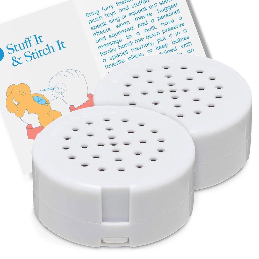VOICEGIFT Mini-Me Holiday Gift, 60-Second Multi-Message Audio Recorder for Plush Toys, Quilts, Pillow, Crafts, Playful Mini Voice Gift Inserts for Custom Sound Gifting & DIY Projects 2-Pack
