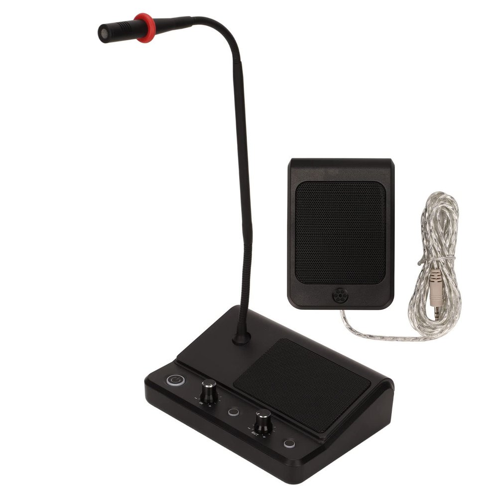 Window Type Two way Speaker System, Counter Type Intercom, 2 Knobs to Adjust the Volume, with Automatic Call Control, 5W High Power Output, Can eb Used in Bank Train Station, Hospital, Post Office(US)