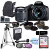 Canon Intl. Canon EOS 2000D / Rebel T7 DSLR Camera with EF-S 18-55mm Zoom Lens + SanDisk 32GB Memory Card + Tripod + Case + Wideangle Lenses + Rtech Digital Cloth (20pc Bundle), Black, (Renewed)