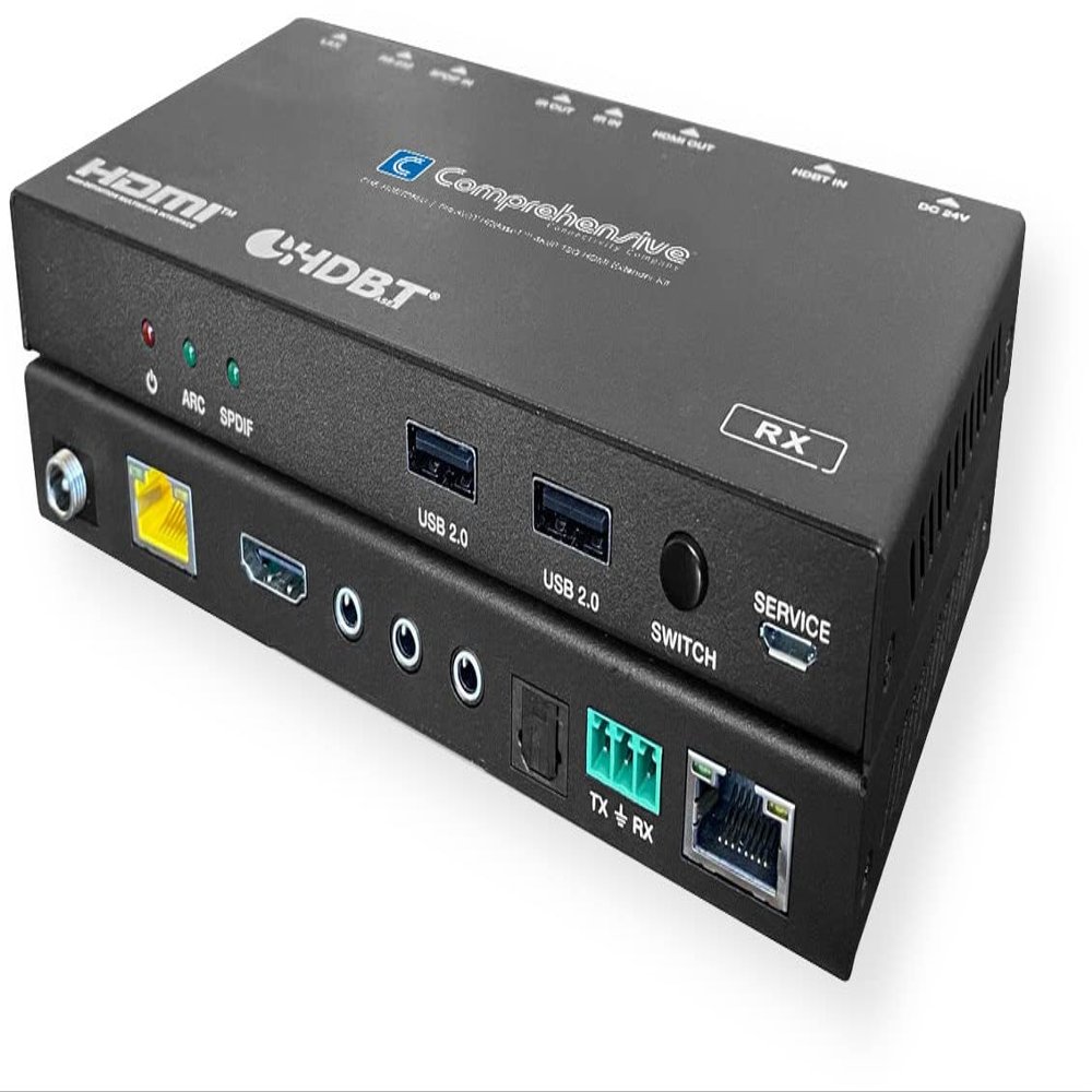 Comprehensive CHE-HDBT255U Pro AV/IT Integrator Series 4K60 18G HDMI Extender Kit; HDMI, USB, Audio, LAN, IR and RS232 Connectivity; Resolutions up to 4K at 60Hz; Digital/Analog Audio De-embedding