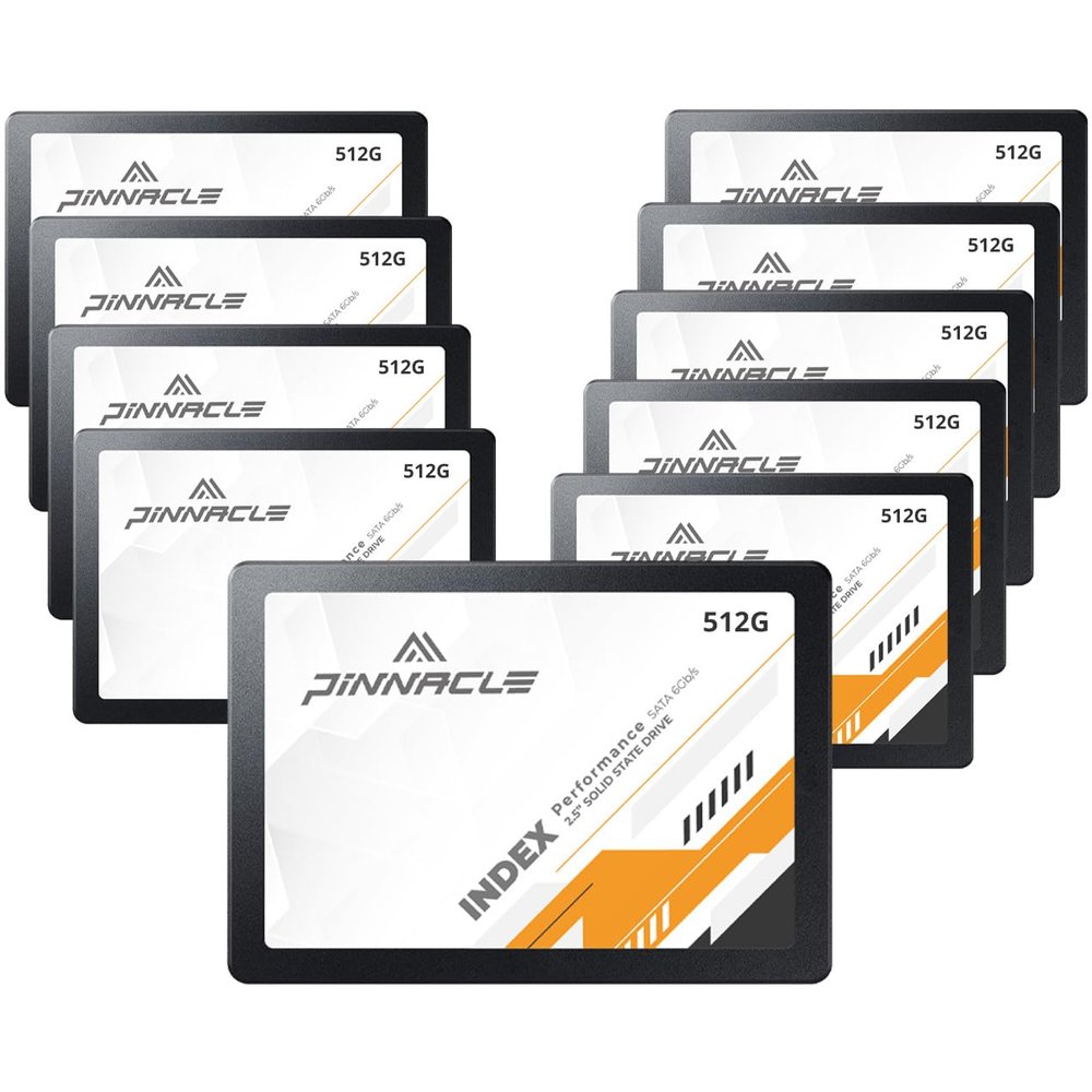 Timetec 512GBx10 (10 Pack) SSD 3D NAND SATA III 6Gb/s 2.5 Inch 7mm (0.28") Read Up to 550 MB/s SLC Cache Performance Boost Internal Solid State Drive for PC Computer Desktop and Laptop (Pinnacle)