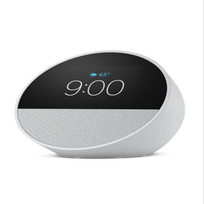 Amazon Echo Spot (newest model), Great for nightstands, offices and kitchens, Smart alarm clock, Designed for Alexa+, Glacier White