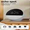 Amazon Echo Spot (newest model), Great for nightstands, offices and kitchens, Smart alarm clock, Designed for Alexa+, Glacier White view 2