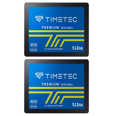 Timetec 512GBx2 (2 Pack) SSD 3D NAND SATA III 6Gb/s 2.5 Inch 7mm (0.28") Read Speed Up to 550 MB/s SLC Cache Performance Boost Internal Solid State Drive for PC Computer Desktop and Laptop