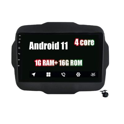 Android Car Navigation Double Din Car Stereo with Rear Camera Bluetooth WiFi AUX USB for Jeep Renegade 2014-2019 Suppot CarPlay OBD2 DAB+ DVR SWC