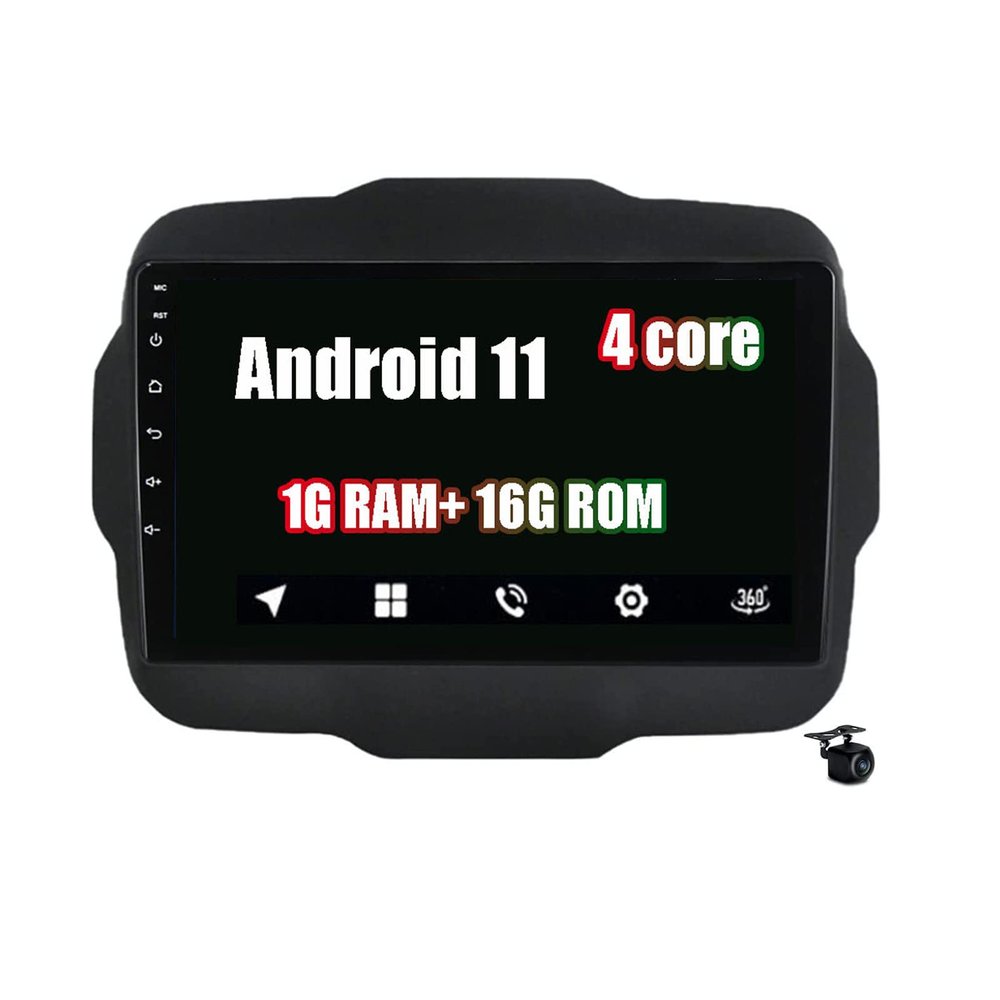 Android Car Navigation Double Din Car Stereo with Rear Camera Bluetooth WiFi AUX USB for Jeep Renegade 2014-2019 Suppot CarPlay OBD2 DAB+ DVR SWC