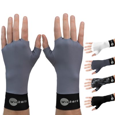 Wickers Fingerless Athletic Gloves Liners (Large, Gray) - Lacrosse Glove Liner, Ski Gloves for Winter, Snow Sports Glove Liners for Men, Thin Thermal Liner for Field Hockey, Pickleball, and Golf