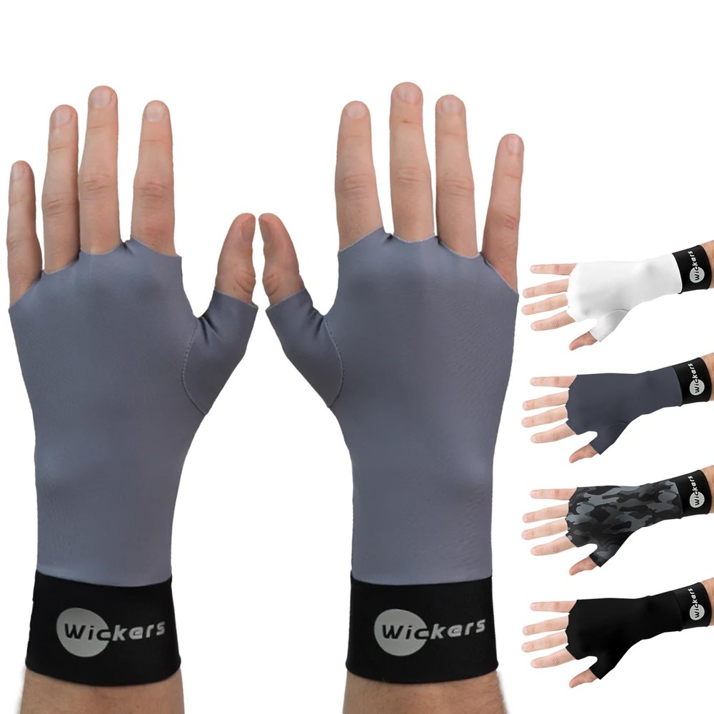 Wickers Fingerless Athletic Gloves Liners (Large, Gray) - Lacrosse Glove Liner, Ski Gloves for Winter, Snow Sports Glove Liners for Men, Thin Thermal Liner for Field Hockey, Pickleball, and Golf
