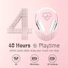 Falebare Bluetooth Headphones Over Ear, 6S Foldable Wireless Headphones with 6 EQ Modes, 40 Hours Playtime HiFi Stereo Headset with Mic, Soft Ear Pads, TF/FM for Cellphone/PC/Home (White & Rose Gold) view 2
