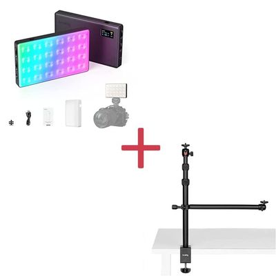 Bundle:SmallRig RM120 5000mAh Camera Light Panel RGB Video Light+SmallRig Camera Desk Mount Table Stand with Magic Arm