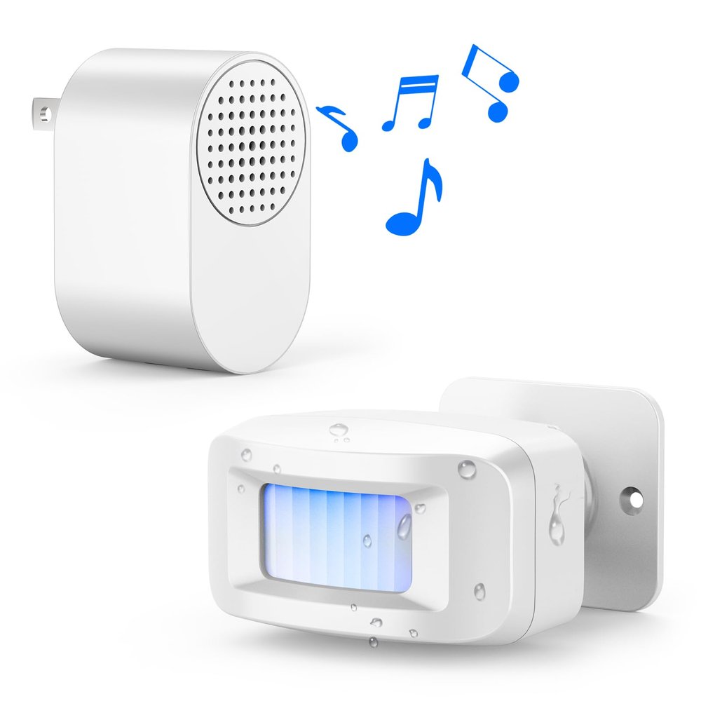 Driveway Alarms Wireless Outside Weatherproof - Motion Sensor Alarms System Motion Detector Plug-in Receiver Loud Chimes Security Alert Monitor System 500FT Long Range Outdoor Detection
