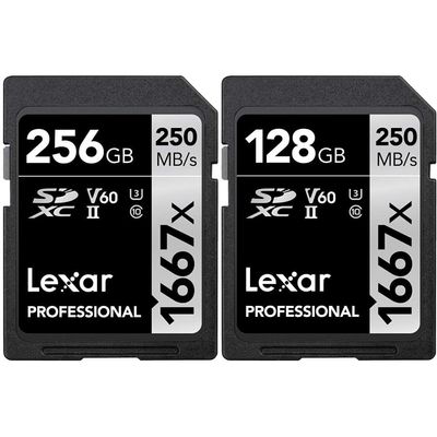 Lexar Professional 1667x SDXC UHS-II Memory Cards (256GB & 128GB) for DSLR Cameras