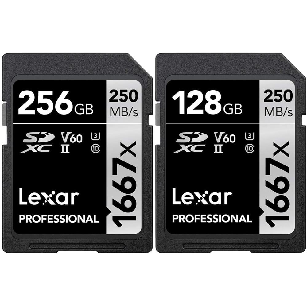 Lexar Professional 1667x SDXC UHS-II Memory Cards (256GB & 128GB) for DSLR Cameras