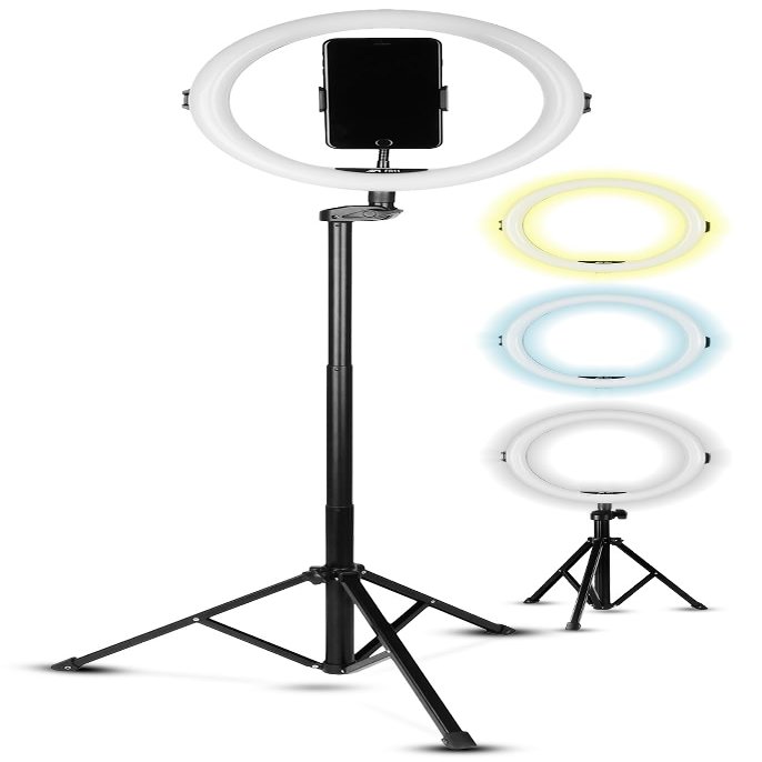 SQUATZ 11 LED 12W Selfie Ring Light with Wired Control, 3 Color Modes, 10 Brightness Levels, Tripod Stand with 6 Sections, Phone Holder, Adjustable Brightness Levels for Influencers, YouTube, TikTok