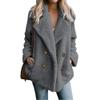 HINDOLA Women's Winter Casual Warm Faux Fur Thick Jacket Coats Lapel Button Parka Outwear Overcoat with Pockets view 1