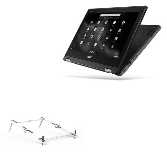 BoxWave Stand and Mount Compatible with Acer Chromebook Spin 311 (R722T) - Pocket Aluminum Stand 3-in-1, Portable Multi Angle Viewing Riser - Metallic Silver