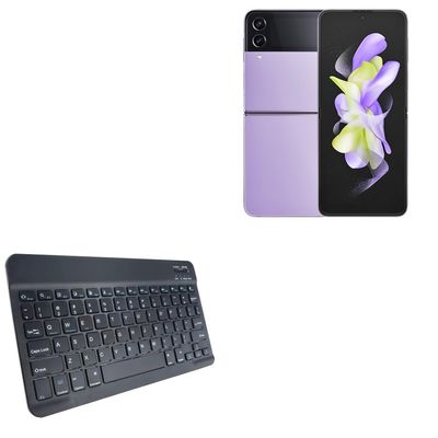 BoxWave Keyboard Compatible with Samsung Galaxy Z Flip 4 - SlimKeys Bluetooth Keyboard, Portable Thin with Chiclet-Style Keys - Jet Black
