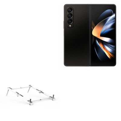 BoxWave Stand and Mount Compatible with Samsung Galaxy Z Fold 4 - Pocket Aluminum Stand 3-in-1, Portable Multi Angle Viewing Riser - Metallic Silver