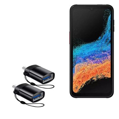 BoxWave Cable Compatible with Samsung Galaxy XCover6 Pro - USB-C to A PortChanger (2-Pack), USB Type-C OTG USB Portable Keychain - Slate Black