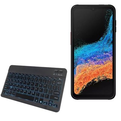 BoxWave Keyboard Compatible with Samsung Galaxy XCover6 Pro - SlimKeys Bluetooth Keyboard - with Backlight, Portable Slim LED 7 Colors - Jet Black