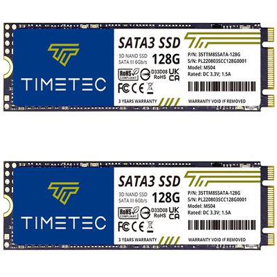Timetec 128GBx2 (2 Pack) SSD 3D NAND SATA III 6Gb/s M.2 2280 NGFF Read Speed Up to 550MB/s SLC Cache Performance Boost Internal Solid State Drive for PC Computer Laptop and Desktop