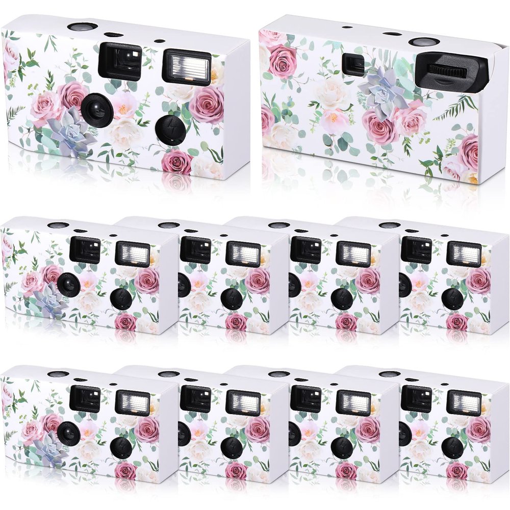 10 Pack Disposable Camera for Wedding Bulk, 34mm Single Use Camera Bulk with Flash White and Black Film for Gathering Wedding Travel