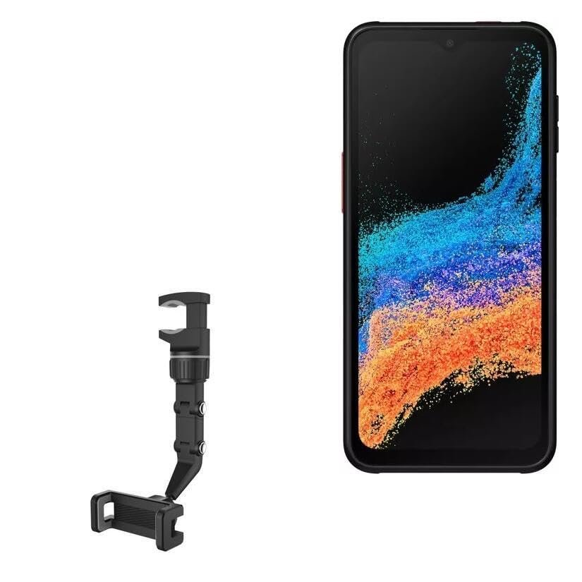 BoxWave Car Mount Compatible with Samsung Galaxy XCover6 Pro - Rearview Mirror Car Mount, Rear View Mirror Adjustable GPS Car Mount - Jet Black