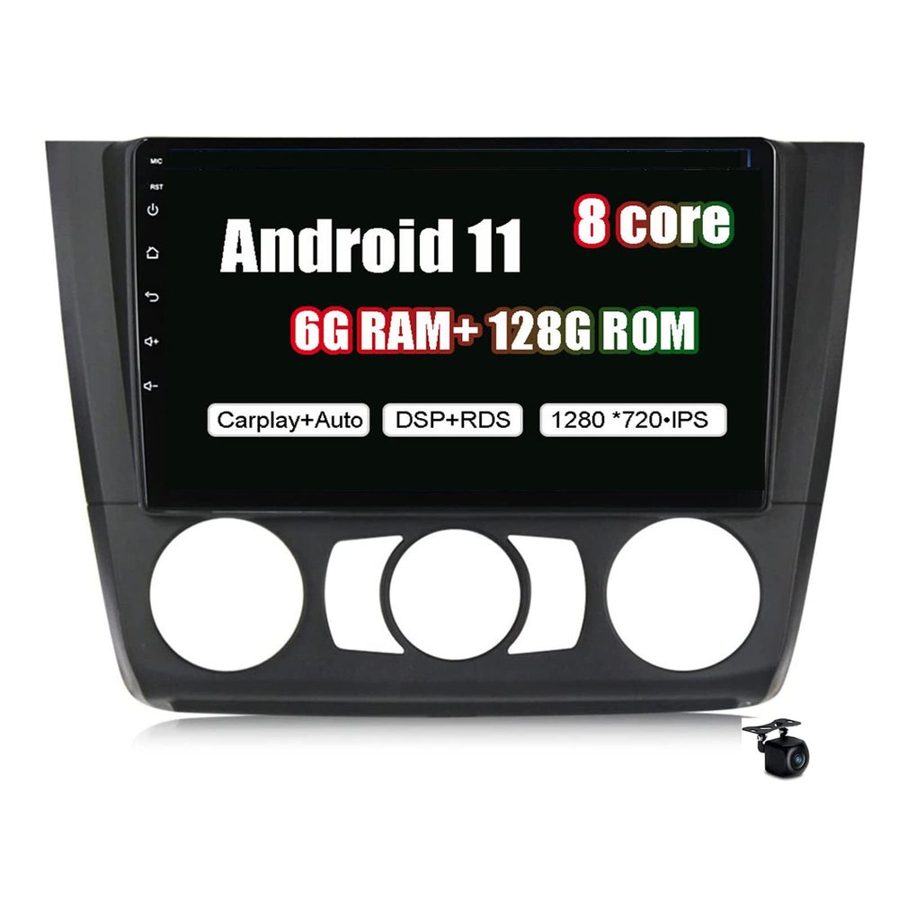 Double Din Car Stereo FM RDS Car Radio Video Multimedia Player 9 inch Headunit for 1 Series E81 E82 E87 E88 2004-2012 with Android 11 Car GPS DVD Navigation Player