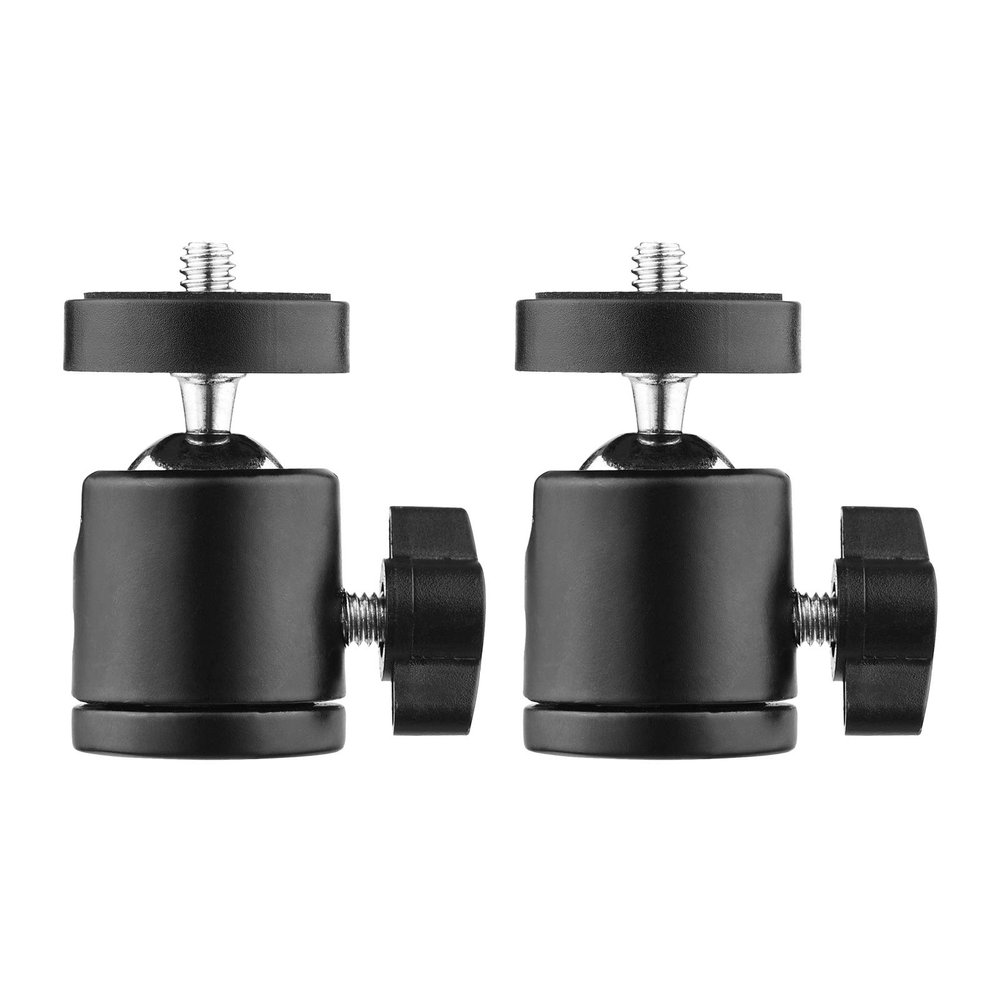 Andoer 2pcs Mini Swivel Ball Head Tripod Head 360 Degree Rotating Mount Base Adapter with Universal 1/4 Inch Screw Mounts for DSLR ILDC Camera DV Tripod Monopod Light Stand, Black