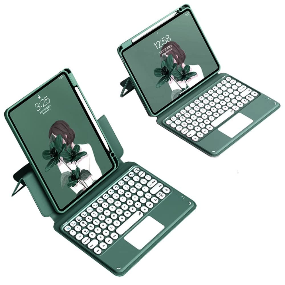 KMXDD Magnetic Keyboard Case Compatible with iPad 6th 5th Generation Air 2 Pro 9.7 inch Clear Case Touchpad Keyboard Portrait Mode Detachable Keyboard,DarkGreen