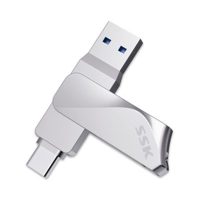 SSK 256GB USB C Flash Drive Dual Drive 2 in 1 OTG USB A 3.2 Gen 1 + Type C Memory Stick Thumb Drive, Thunderbolt Pendrive up to 200MB/s Transfer Speed Photo Stick for Android Phones/Tablets/Mac/Laptop