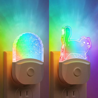 DORESshop Color-Changing Kids Night Light, Plug in, Dusk-to-Dawn Sensor, 10-Color RGB, Rainbow LED Night Light for Bathroom, Cute Room Decor,Boys Girls Gift