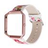 AsohsEN Women Flower Strap for Fitbit Blaze Bands, Genuine Soft Leather Replacement Wristband Bracelet Metal Frame for Fitbit Blaze Smart Fitness Watch (Black powder+Powder) view 1