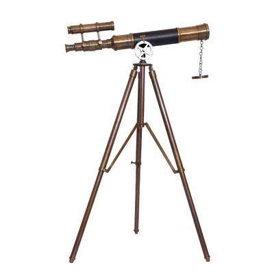 Vintage Marine Tripod Reflecting Double Barrel Telescope Antique Nautical Unique Eyepiece Full Brass Stand