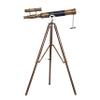Vintage Marine Tripod Reflecting Double Barrel Telescope Antique Nautical Unique Eyepiece Full Brass Stand view 1