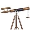 Vintage Marine Tripod Reflecting Double Barrel Telescope Antique Nautical Unique Eyepiece Full Brass Stand view 3