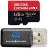 SanDisk Micro 128GB Extreme Pro Memory Card Works with Insta360 ONE RS 1-Inch 360, One X3 Action Camera (SDSQXCD-128G-GN6MA) Bundle with (1) Everything But Stromboli MicroSD Card Reader view 1