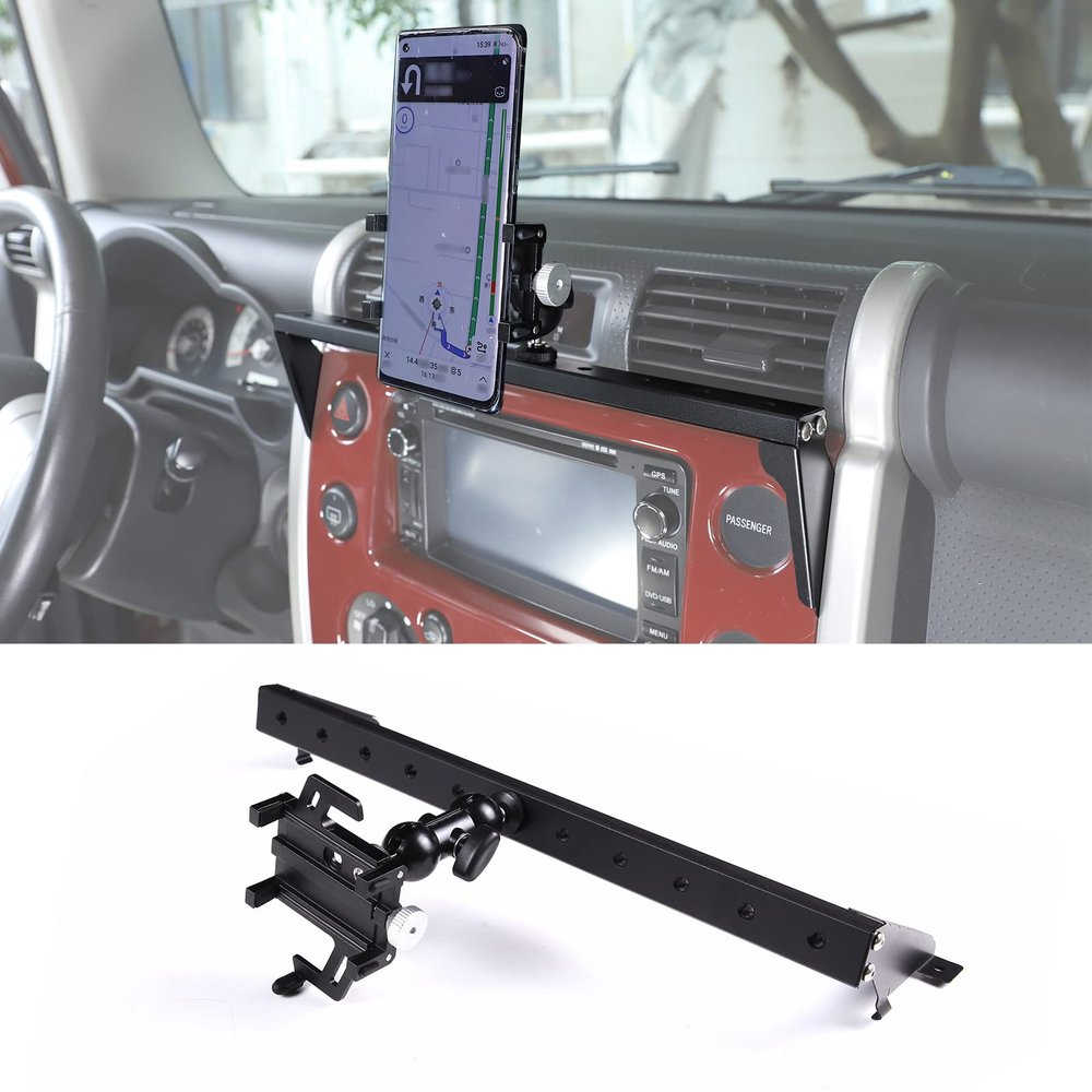 LLKUANG Center Console Car Phone Mount/Walkie Talkie Mount/Radio Mount for Toyot@ FJ Cruiser 2007-2021,Car Dash Panel Multifunctional Track Mobile Phone Holder,Navigation Bracket