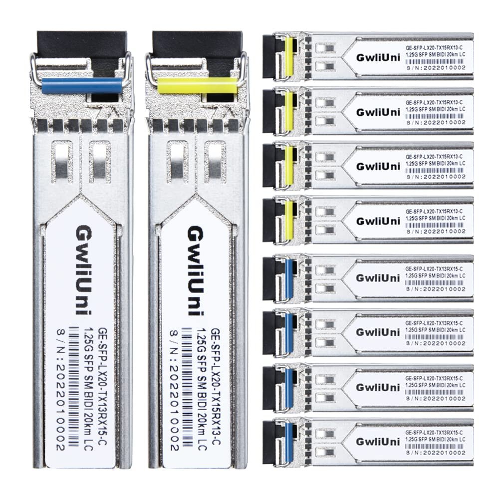 5 Pairs 1.25G BIDI SFP Single Mode Fiber Module Network Transceiver, LX SM 1310nm 1550nm 20km, Simplex LC Interface for Switch, Router, Firewall, Network Card, Media Converter etc