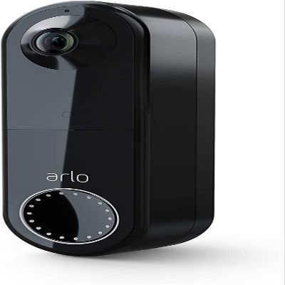 Arlo Essential Wire-Free Battery Operated Video Doorbell - HD Video, 180 View, Night Vision, 2 Way Audio, Direct to Wi-Fi No Hub Needed, Black - AVD2001B (Renewed)