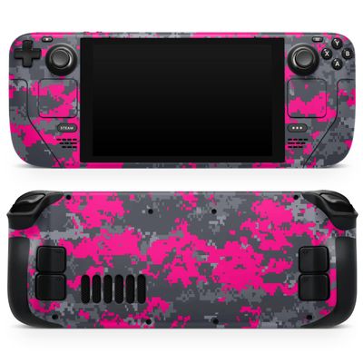 Design Skinz - Compatible with Steam Deck - Skin Decal Protective Scratch-Resistant Removable Vinyl Wrap Cover - Bright Pink V2 and Gray Digital Camouflage