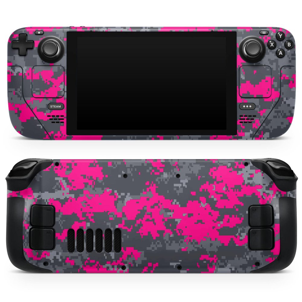 Design Skinz - Compatible with Steam Deck - Skin Decal Protective Scratch-Resistant Removable Vinyl Wrap Cover - Bright Pink V2 and Gray Digital Camouflage