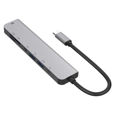 USB C Hub, 7 in 1 Type-C Hub Multiport Adapter with HDMI 4K@60hz Output, Power Delivery Type C Charging 7 Port Hub, USB Hub with SD Card Reader, 3.0 USB C Hub for Mac MacBook Pro XPS Surface Pro