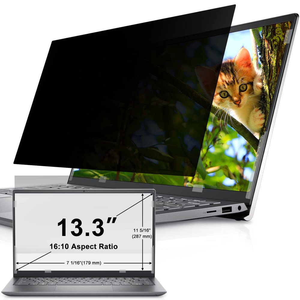 IPROKKO Laptop Privacy Screen 13.3 Inch for HP Dell Acer Asus Lenovo Thinkpad Envy Xps, 16:10 Aspect Removable 13in Anti Blue Light Glare Privacy Filter Shield, Anti Spy Computer Monitor Security