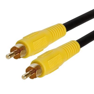 TUDIN 25FT RCA Male to Male Cable Single Coax Audio/Video Subwoofer Cord Yellow Plug