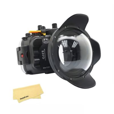 SeaFrogs Underwater Housing for Panasonic GH5/ GH5 S/ GH5 II + WA005-E 6 Inch Wide Angle Dry Dome Port Kit [40M/130ft] Waterproof Case with Flat Port