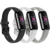 3 Pack Bands Compatible with Fitbit Luxe Women Men, Soft Silicone Wristband Replacement Strap for Fitbit Luxe/Luxe Special Edition Fitness Tracker, Large, Black+White+Gray view 1