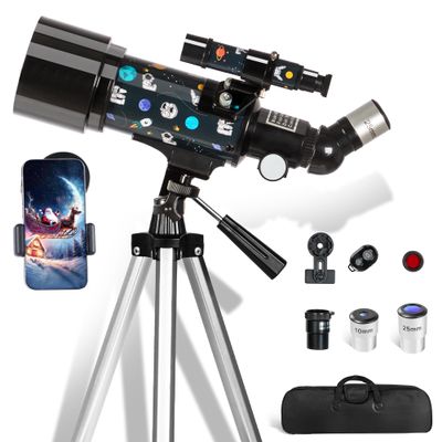 Telescope for Kids Adults Astronomy Beginners Over 8 Years Old, 70mm400mm Aperture Astronomical Refractor Telescopes with Phone Adapter & Wireless Remote, Astronomy Space for Christmas Birthday