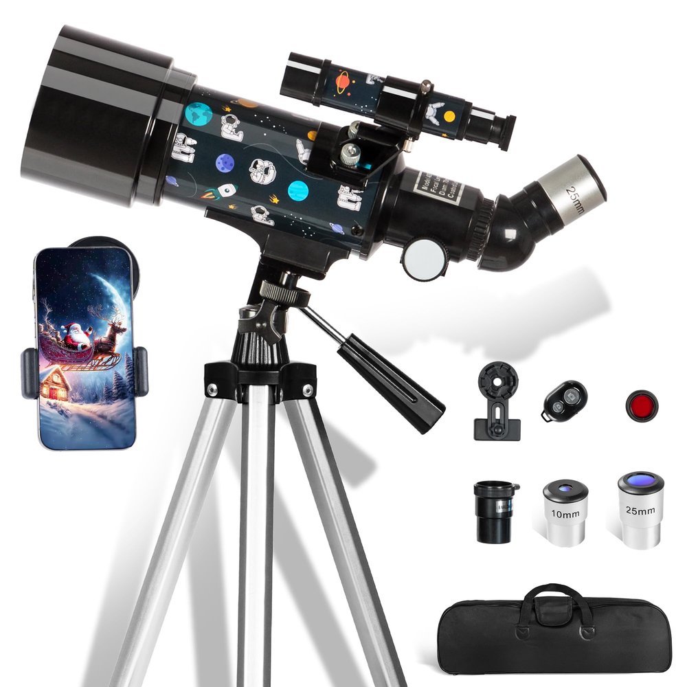 Telescope for Kids Adults Astronomy Beginners Over 8 Years Old, 70mm400mm Aperture Astronomical Refractor Telescopes with Phone Adapter & Wireless Remote, Astronomy Space for Christmas Birthday